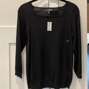New Black Square Neckline Sweater